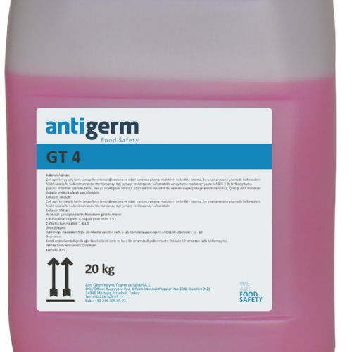 Anti Germ GT 4 Sanayi Tipi Bulaşık Makineleri İçin Asitli Durulama Maddesi 20 Kg (Parlatıcı)